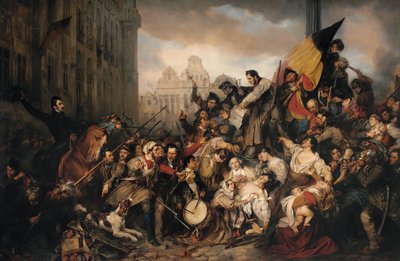 Episode of the September Days, on the Grand Place of Brussels by Gustave Wappers